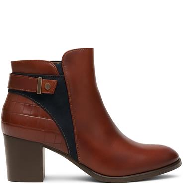 SUSST WOMENS ZIP ANKLE BOOT - BROWN NAVY